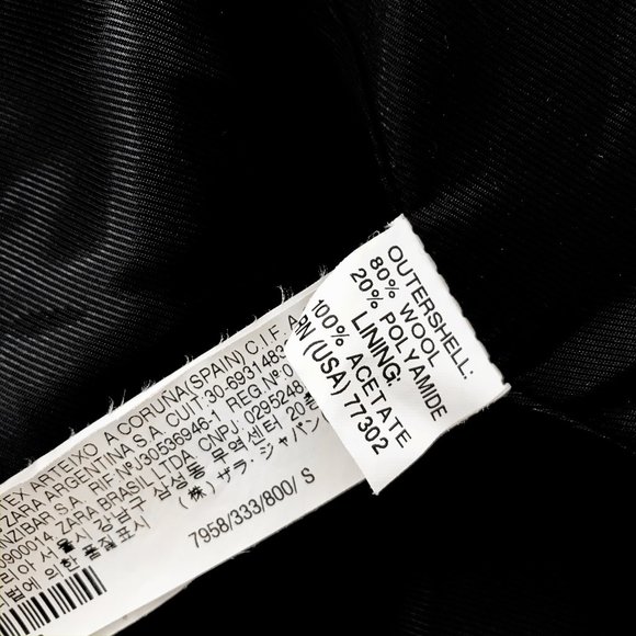 ZARA BASIC • Wool Button Up Collared Black Topcoat - Picture 6 of 8